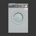 Silver Metal Upright Washing Machine With Circular Transparent Door And Green Drum