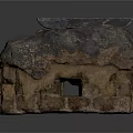 Rustic Stone And Wood Stove Structure With Square Tray On Top 3d model