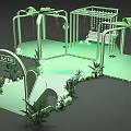 Green Decorative Archway With Swing Pathway And Lush Plants Lighting Design 3d model