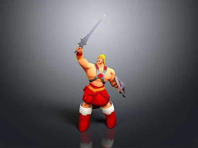 Muscular Male Warrior Holding Sword In Red Outfit 3D Model Design 3d model