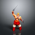 Muscular Male Warrior Holding Sword In Red Outfit 3D Model Design