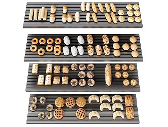 Modern Bread Food Bread Bagels Cake Tray 3d model