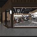 Modern Supermarket Department Store Interior With Wooden Shelves Tables And Product Displays