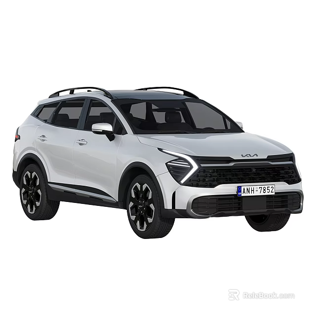 White Kia SUV With Roof Rack And Sleek Look 3d model 