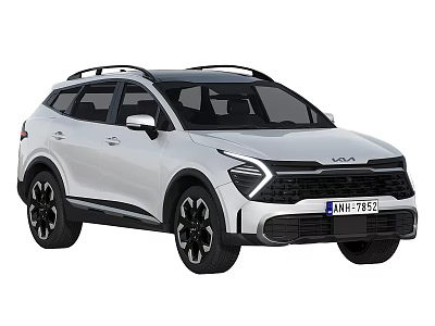 White Kia SUV With Roof Rack And Sleek Look 3d model