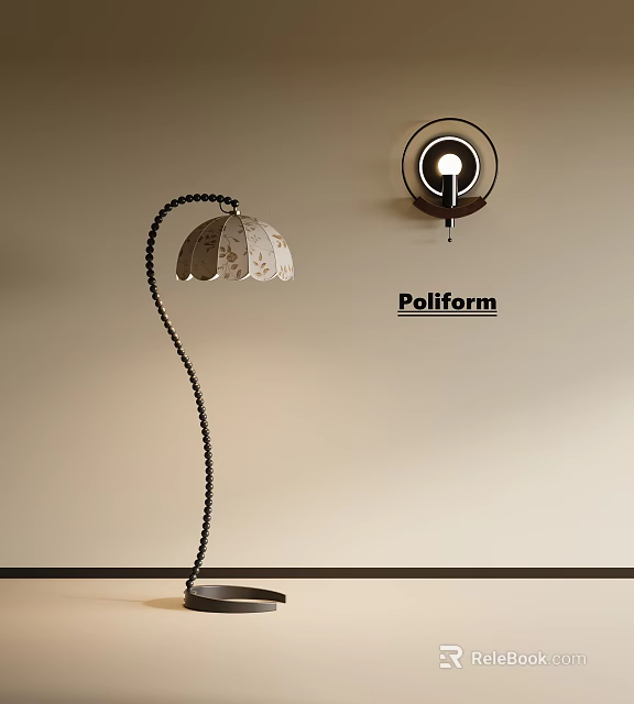 Stylish Floor Lamp And Wall Sconce Lighting Combination For Modern Interior 3d model 