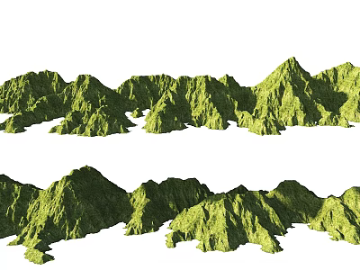 Detailed Green Mountain Models Arranged in Two Rows with Lush Vegetation 3d model