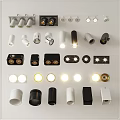 Different Styles of Modern Downlights and Spotlights in Black and White for Home Lighting