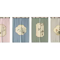 Colorful Kitchen Curtains Featuring Chinese Style Bamboo And Bird Patterns For Home Decor