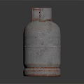 Metallic Silver Gas Cylinder With Cylindrical Body Top Opening And Base