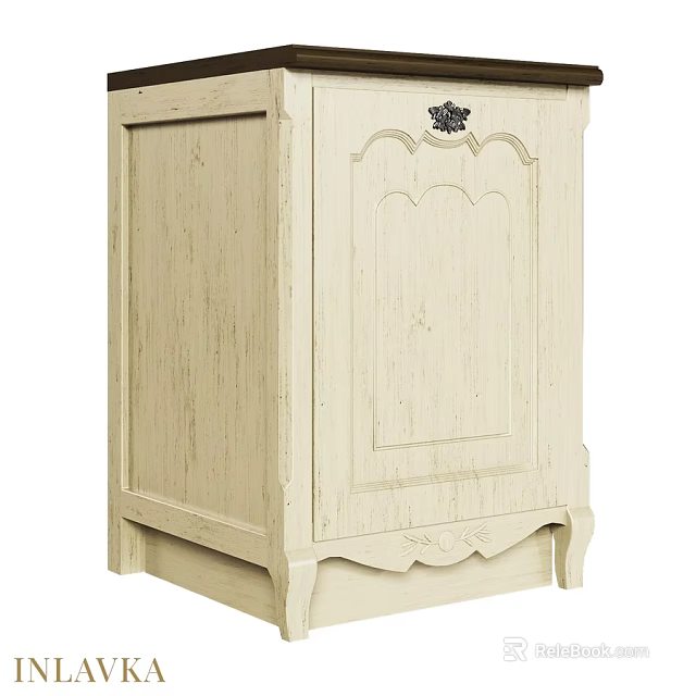 Traditional Cream Wooden Cabinet With Intricate Carved Details And Classic Design 3d model 
