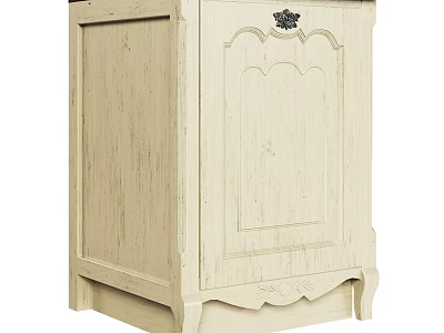 Traditional Cream Wooden Cabinet With Intricate Carved Details And Classic Design 3d model