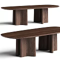 Wooden Dining Table Featuring Natural Wood Grain Thick Table Legs And Light Dark Wood Tones