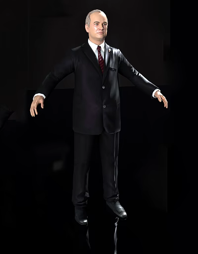 Modern Suit Man Modern Realistic European White Suit Suit Bodyguard Manager 3d model