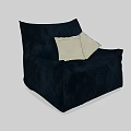 Comfortable Black Bean Bag Chair with Two Light Colored Pillows for Relaxation 3d model