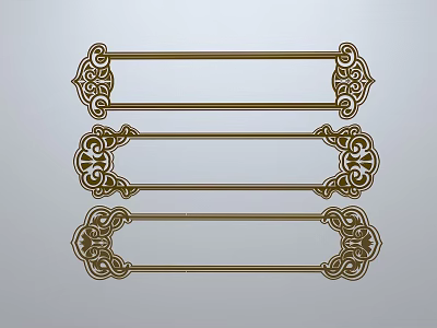Decorative Golden Lines With Intricate Corner Patterns And Frame Designs 3d model
