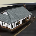 Traditional Building Featuring Gray Tile Roof Tower Wooden Structure And White Walls