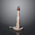 Lighthouse Themed Wooden Decorative Shelf With Nautical Design And Storage Space