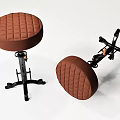 Brown Quilted Stools With Black Metal Cross Base And Comfortable Seats