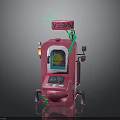 Pink Vegan Vending Machine With Screen Displaying Burger And Vine Decorations