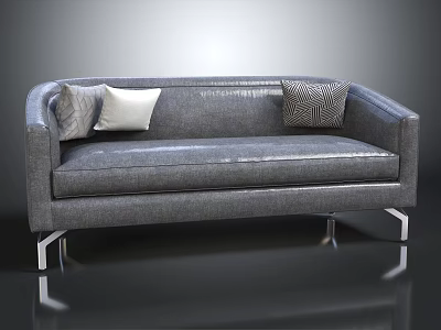 Stylish Gray Upholstered Modern Sofa With Decorative Pillows And Metal Legs 3d model