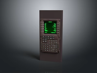 Vintage Terminal Device With Green Screen Display And Mechanical Keyboard 3d model