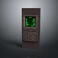 Vintage Terminal Device With Green Screen Display And Mechanical Keyboard 3d model