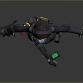 Sci Fi Female Character With Black Coat Short Skirt Boots And Blue Accents Gear