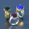Elegant Colored Gemstone Rings With Green Blue Red Stones In Gold Silver Settings