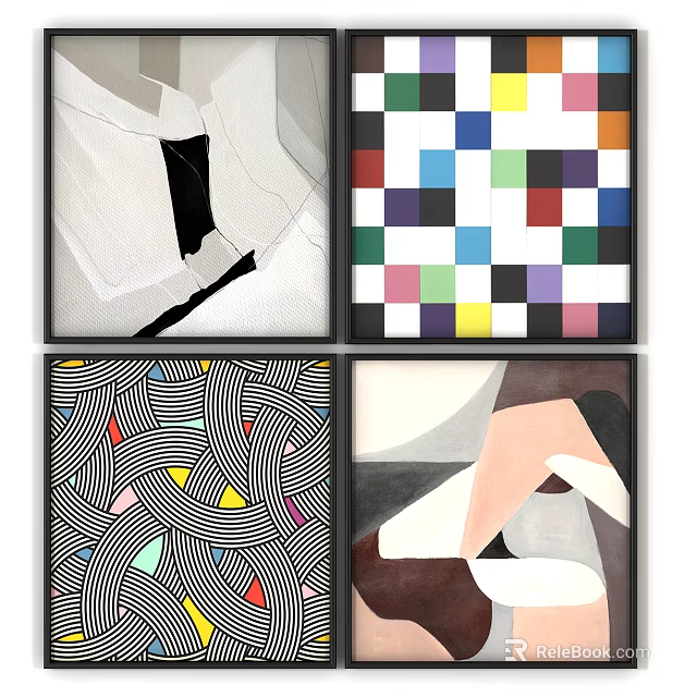 Abstract Artworks With Geometric Patterns And Colorful Designs For Wall Decor 3d model 