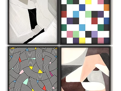 Abstract Artworks With Geometric Patterns And Colorful Designs For Wall Decor 3d model