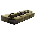 Modern Soft Modular Fabric Double Sofa With Decorative Pillows Blankets And Multiple Color Options