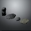 Natural Stone Collection Featuring Various Sizes And Irregular Shapes On Dark Backdrop 3d model