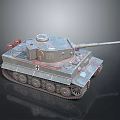 Metallic Military Tank With Armored Tracks Long Gun Barrel And Turret Design