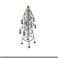 Power Transmission Tower 3D Model With Metal Lattice Structure And Insulators