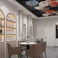Modern Luxury Beauty Hair Salon Interior With Decorative Umbrella Ceiling And Reception Desk