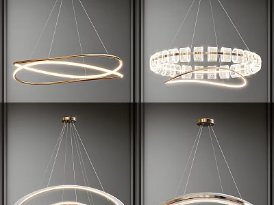 Modern Circular Chandeliers With LED Lighting Metallic Frames And Stylish Design Variations 3d model