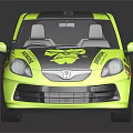 Vibrant Yellow Honda Compact Car With Bold Graffiti Design And Sporty Black Wheels