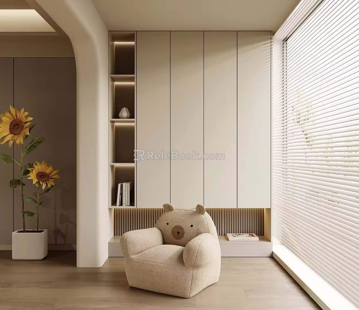 Balcony leisure area bookcase sofa 3d model