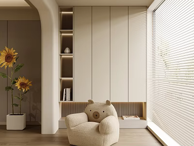 Balcony leisure area bookcase sofa 3d model