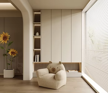 Balcony leisure area bookcase sofa 3d model
