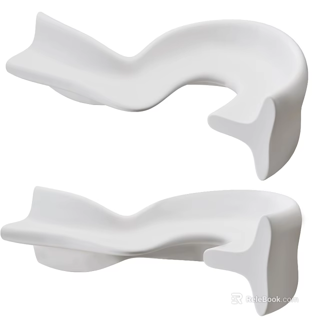 Modern White Abstract Sofa With Curved Wave Like Smooth Contemporary Design 3d model