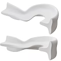 Modern White Abstract Sofa With Curved Wave Like Smooth Contemporary Design 3d model