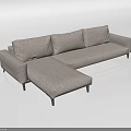 Modern L-shaped Gray Sofa Set with Multiple Cushions and Black Legs 3d model