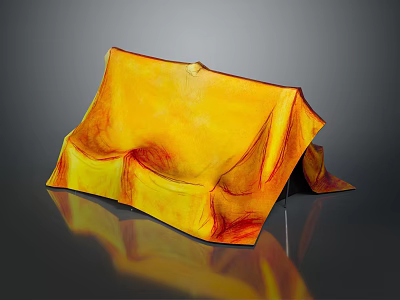 Unique Yellow Folded Fabric Sofa With Artistic Design And Modern Style 3d model