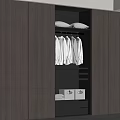 Modern Wardrobe Design With Upper Pillows Hanging Shirts Storage Boxes And Drawers 3d model