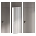 Modern Swing Door Design With Gray Vertical Stripes And Metallic Handle 3d model