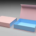 Pink And Blue Rectangular Boxes One Open One Closed Container Design 3d model