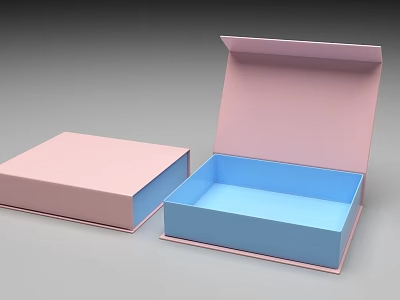 Pink And Blue Rectangular Boxes One Open One Closed Container Design 3d model