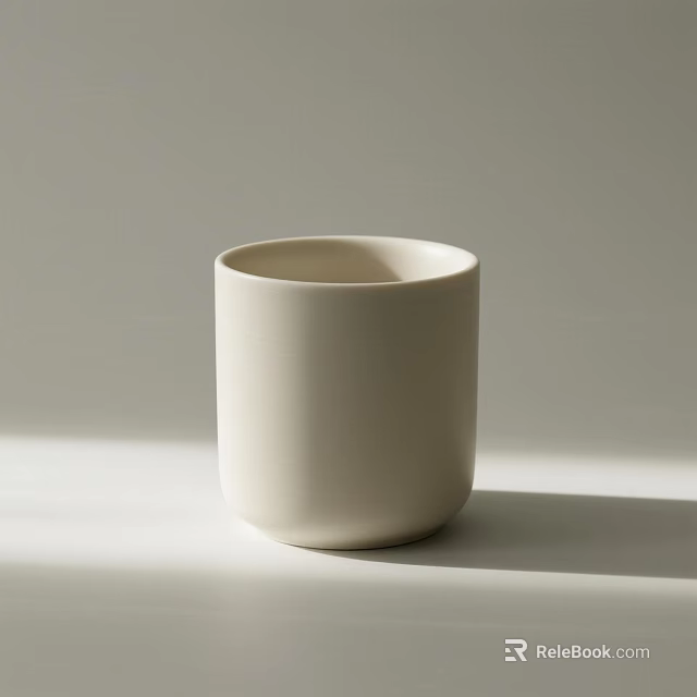 White Ceramic Cup With Smooth Surface On Light Neutral Background And Soft Shadow 3d model